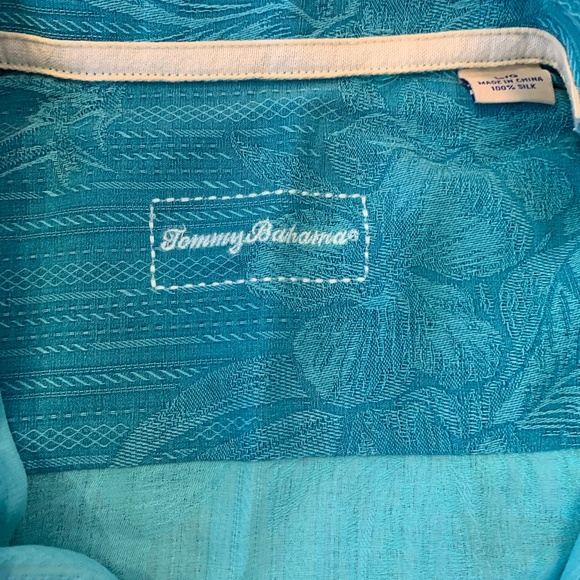 Tommy Bahama large men’s teal blue tropical shirt 100 percent silk - Picture 9 of 10